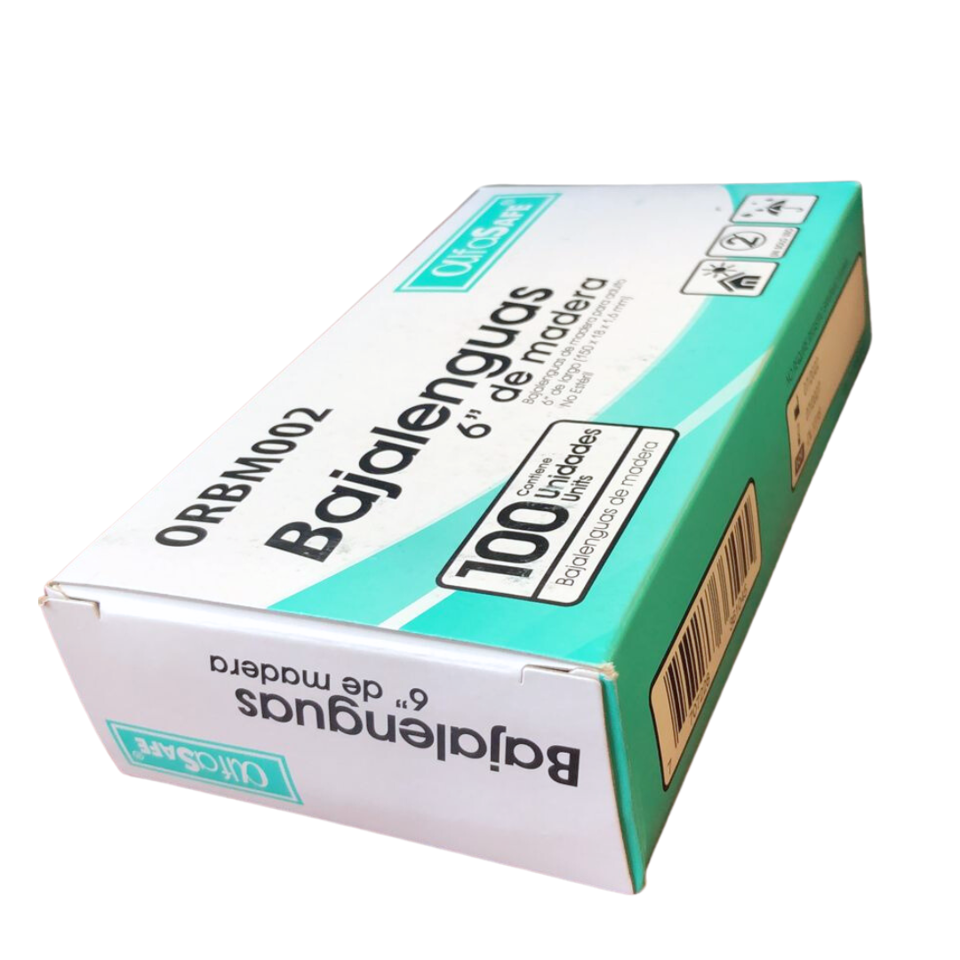 Bajalenguas de madera marca Alfasafe - Caja x 100,semiflexible, madera, alta calidad, fácil manipulación, examen boca, garganta, parpado. - Jelt