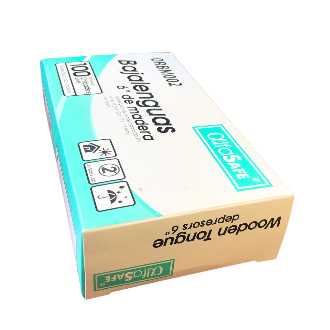 Bajalenguas de madera marca Alfasafe - Caja x 100,semiflexible, madera, alta calidad, fácil manipulación, examen boca, garganta, parpado. - Jelt