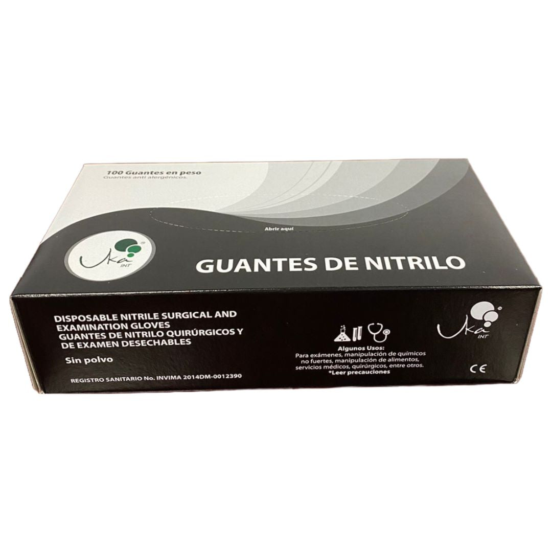 Guante de Nitrilo color Negro Caja x 100 und. Talla L. Libres de polvo –  Intecma