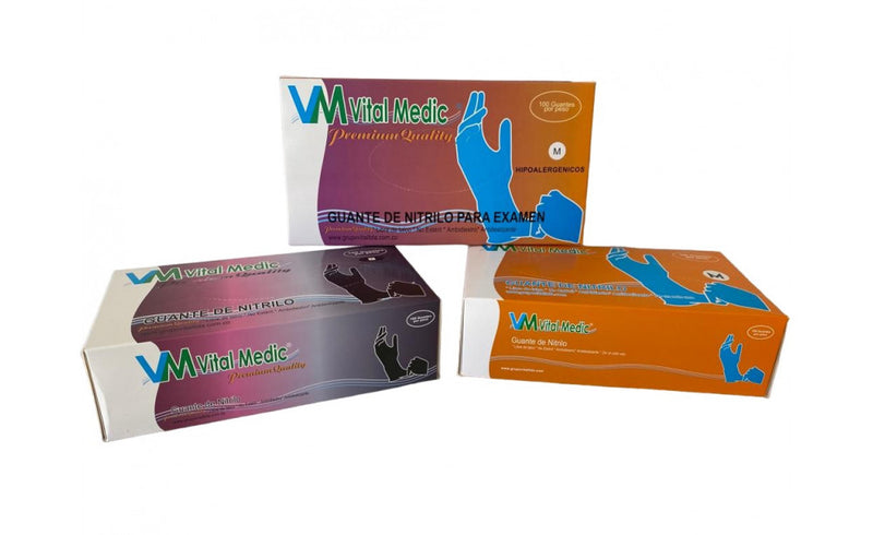 Guante Nitrilo Negro Industrial 8.5 No Estéril Caja x50 Vital Medic