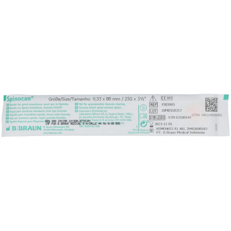 Aguja de spinocan 25G x 3 1/3 B-D Paquete x 10 - Jelt