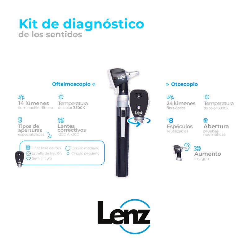 Set de cabezal intercambiable Lenz otoscopio y oftalmoscopio