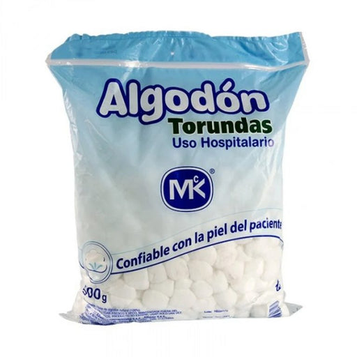 Algodón torundas x500G MK  blanqueado libre de impurezas y aceites, suave al tacto y con buena capacidad de retención de líquidos - Jelt