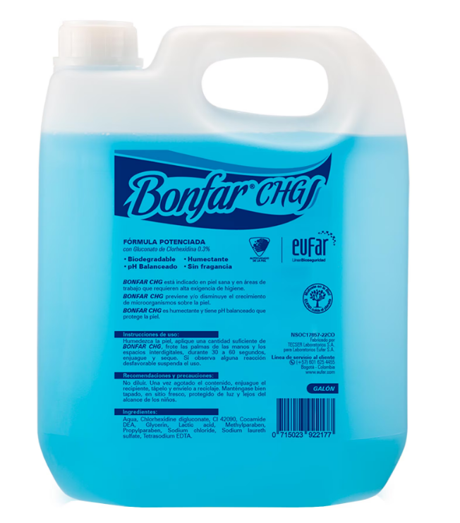 BONFAR CHG JABÓN LÍQUIDO ANTIMICROBIANO PARA HIGIENE DE LA PIEL