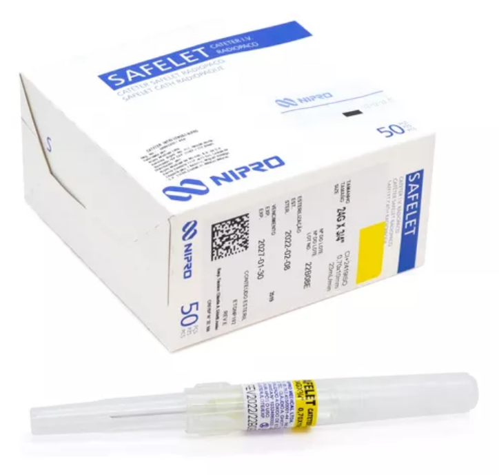 Catéter Intravenoso NIPRO 24G x 3/4" – Caja x 50 Unidades  Punción Segura y Precisa