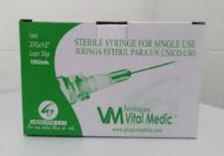 Jeringa de Insulina 1 ml con Agua Removible Caja x 100 und – Vital Medic  Presentaciones 25G, 27G y 23G