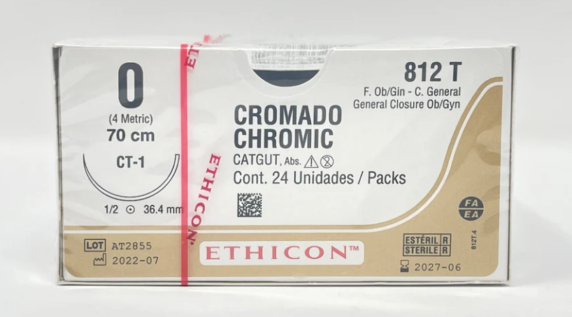 Sutura catgut crómico 0 CT-1 70 cm 812T – Ethicon