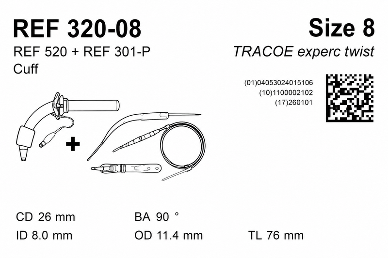 Kit de Traqueostomía Percutánea TRACOE Experc Set Twist No. 08 Ref. 320-08