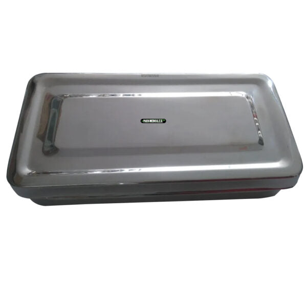 Cubeta con tapa, bandeja acero inoxidable 20x10x5 cms - Jelt