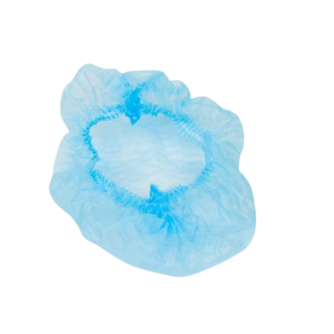 Gorro oruga (cofia) - Paquete x 100, color azul, tela SS 17g, antialérgica, elástico resistente - Jelt