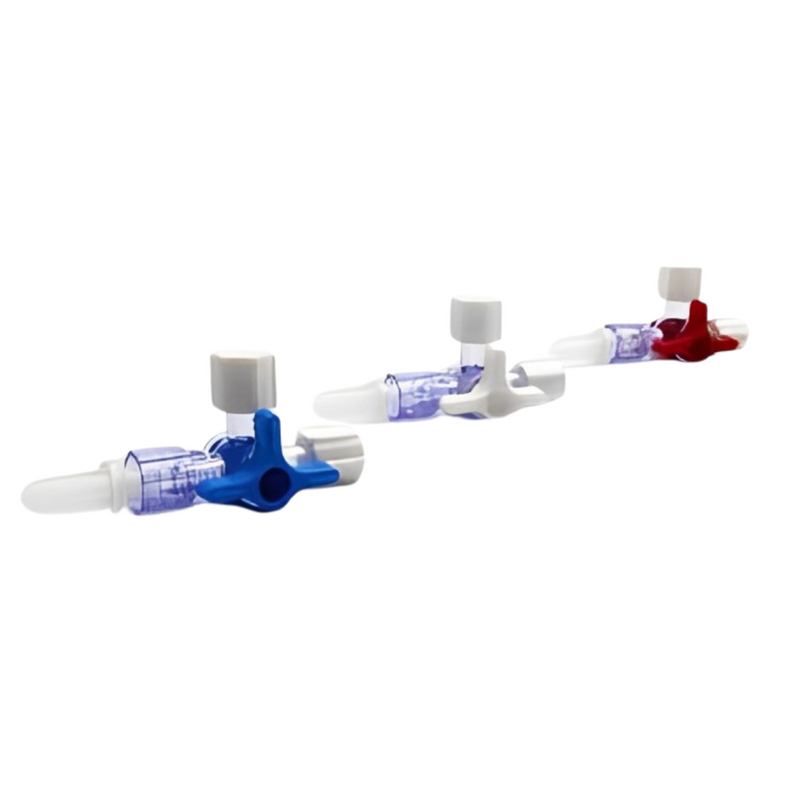 Llave de tres vías, caja x25 unidades, manejo de fluidos, alta resistencia, facilita reposicionamiento. - Jelt