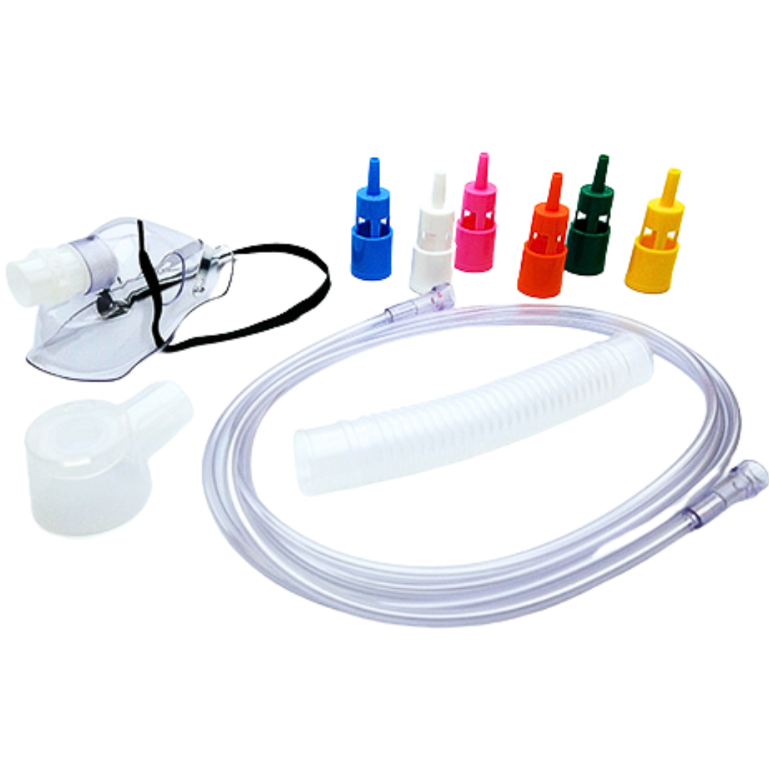 Kit para micronebulización pediátrico paquete x 25 unidades, oxigeno, hipoxia, precisión, arterial, máscara, atoxico, propileno, hilo, alimunio. - Jelt
