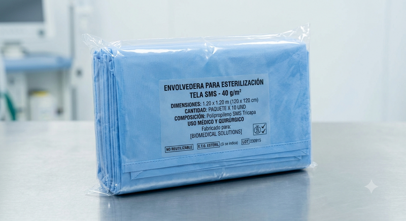 Envolvedera de 1.20 x 1.20 m Tela SMS 40 g (Paquete 10 uds)