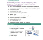 A.T.I CONECTOR S/A SAFEFLOW, acceso intravenoso sin aguja, sistema válvula, doble dirección - Jelt