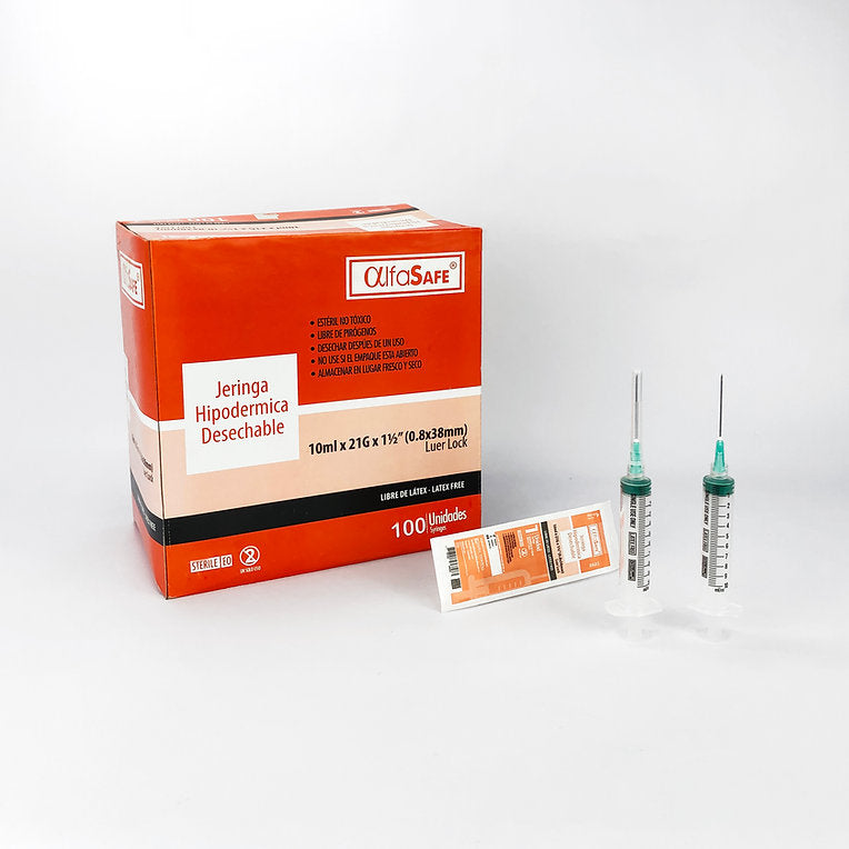 Jeringa Hipodérmica Libre de Látex Alfasafe
