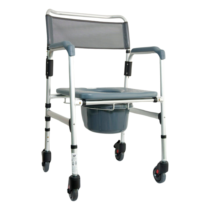 Cómodo Sanitario Plegable con Ruedas Aluminio Anodizado 1 Unidad Ref. KB225CR-AL19 Konfort Plus