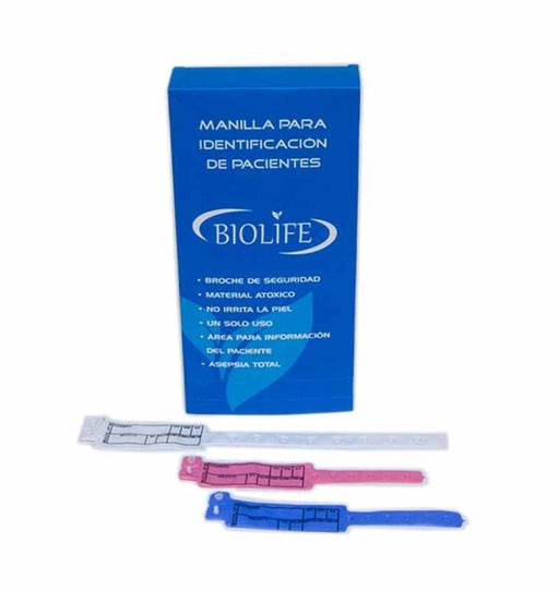 Brazalete Para Identificación de pacientes caja x100 unidades, material atóxico, no irritable, brazalete de un solo uso - Jelt