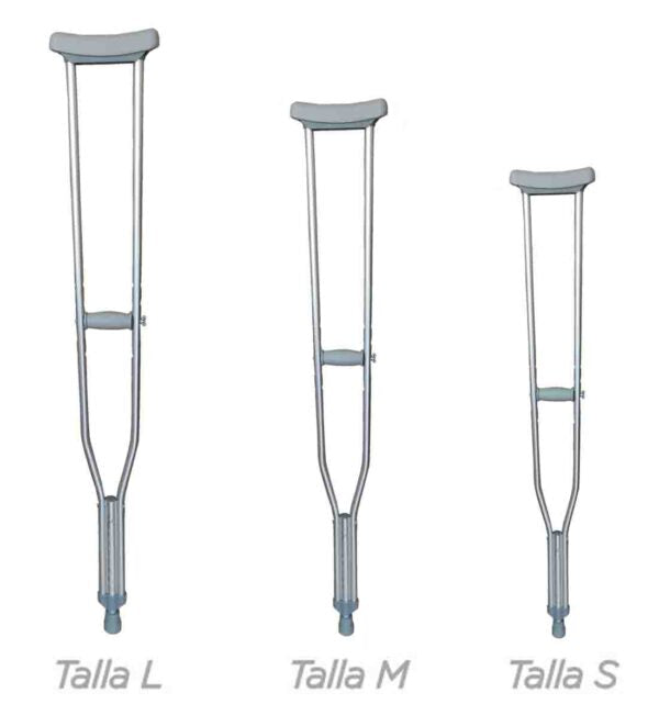 Muletas en aluminio S-M-L Unidad, tapón antideslizante, no requiere esamble