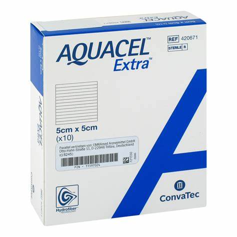 Aposito aquacel AG extra 5x5cm cajax10 absorbe grandes cantidades de líquido y bacterias de la herida - Jelt