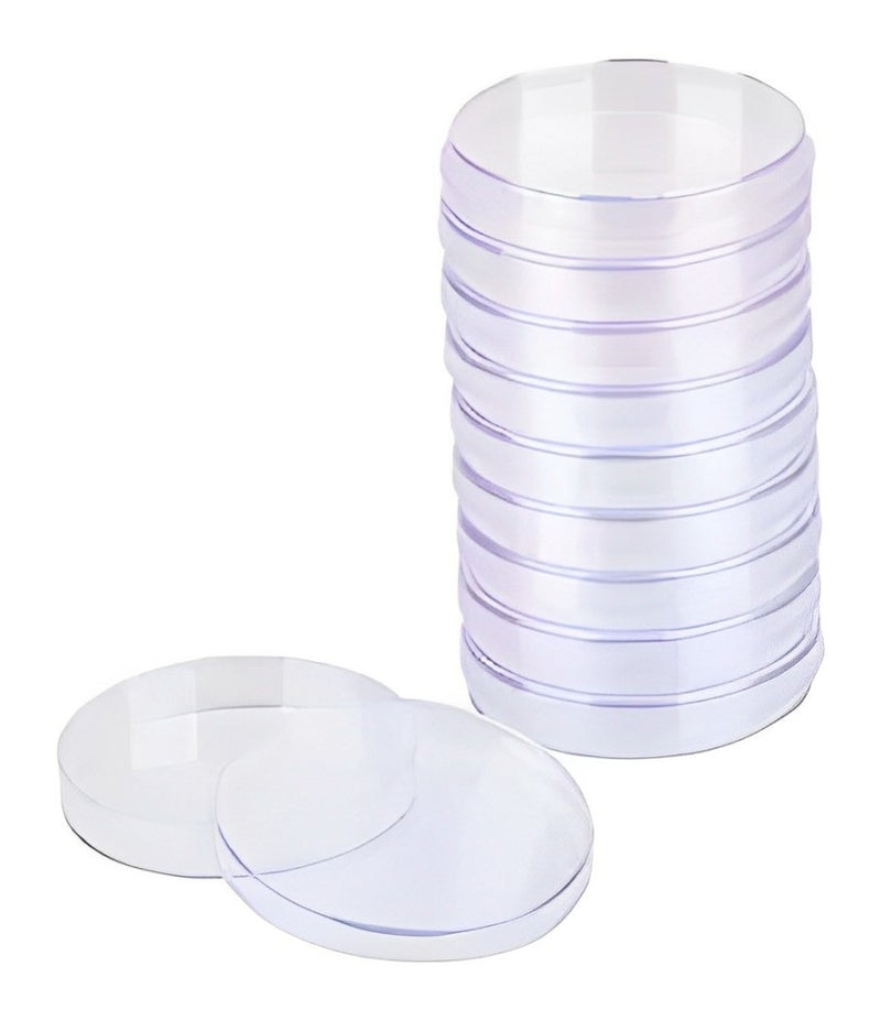 Caja petri plástica 94x15mm doble compartimento paquete X20 unidades, uso microbiológico de forma circular de plástico cristalino - Jelt