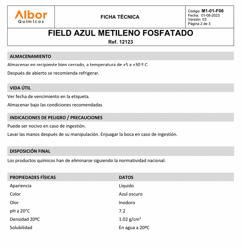 Field Azul Metileno Fosfatado Albor - Jelt