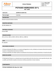 Hidróxido de Potasio 20% Albor 100ml - Jelt