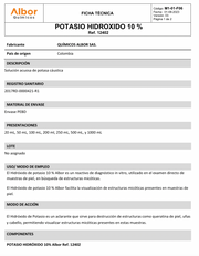 Hidróxido de Potasio 10% Albor 100ml - Jelt