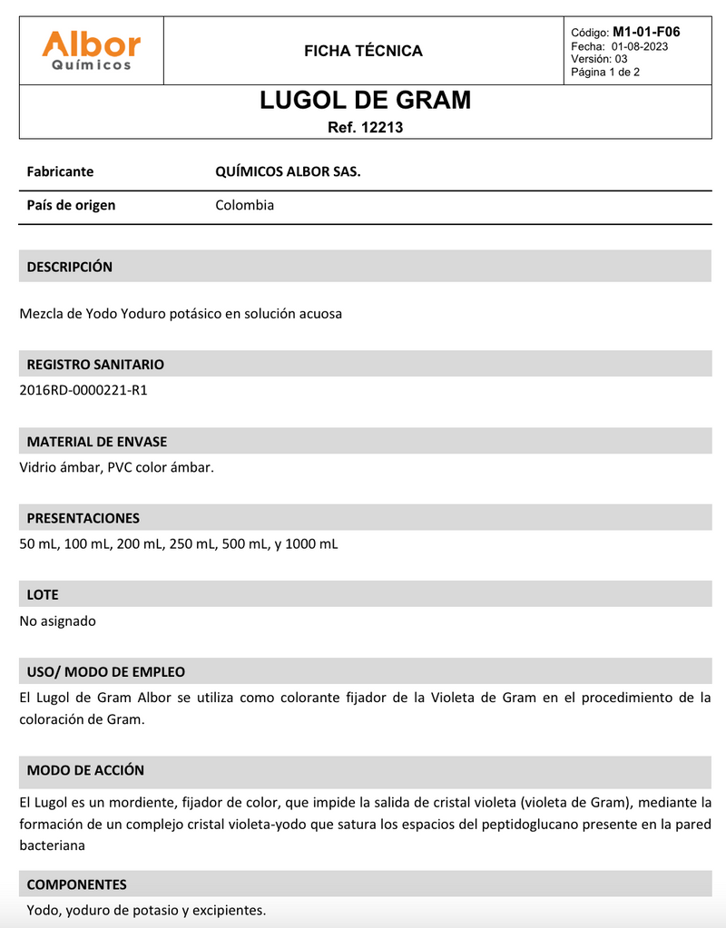 Lugol De Gram Albor - Jelt