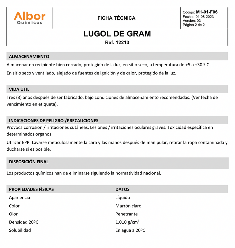 Lugol De Gram Albor - Jelt