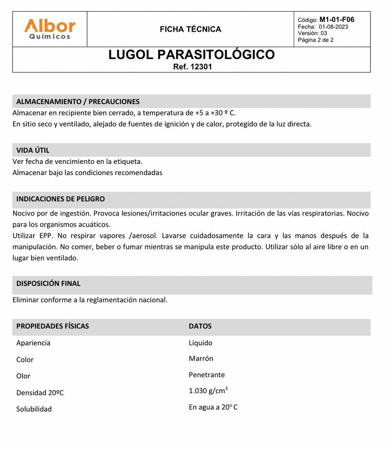 Lugol Parasitológico Albor - Jelt