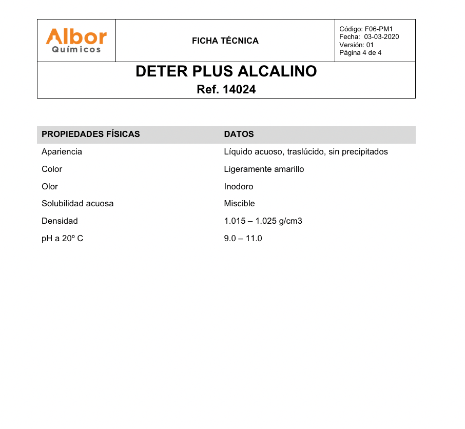 Deter Plus Alcalino Albor