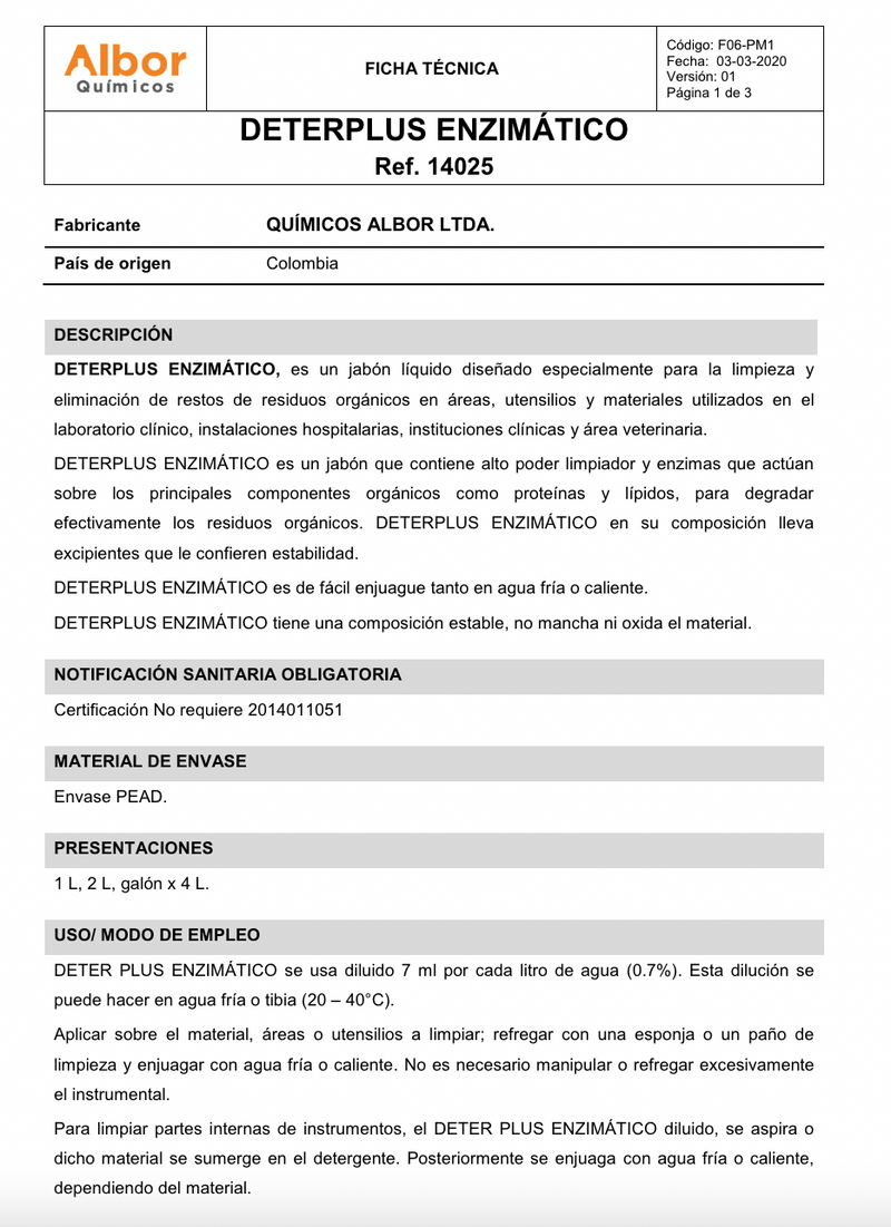 Deter Plus Enzimático Albor