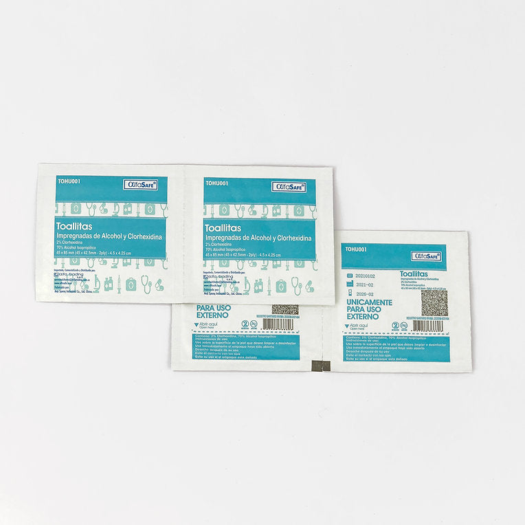 Toallita Húmeda Alfasafe Plegadiza x 100 – Alcohol Isopropílico 70% + Clorhexidina 2%