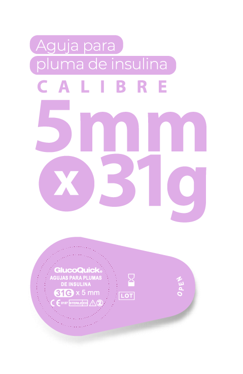Agujas para Lapicero Glucoquick 31G (0.25 mm) x 5 mm – Caja x 100 unidades