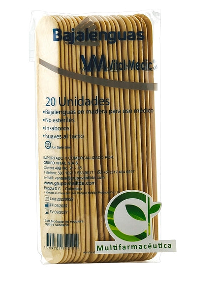 Bajalenguas en Madera Caja x25 Paquetes x20 Und - Vital Medic