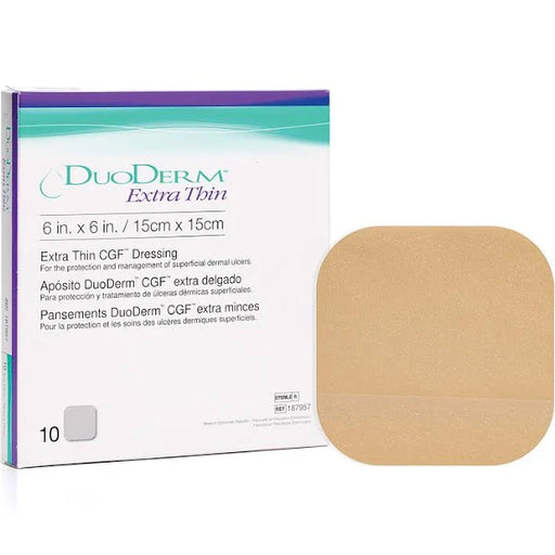 APOSITO EXTRA THIN DUODERM 15X15 (6X6)UNIDAD CONVATEC Caja x10 gel controlada, apósito adhesivo, mejora apariencia, impermeable, gel cohesivo, cicatrización. - Jelt