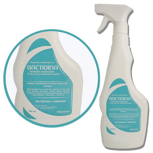 Bactidina 700ml Desinfectante dispositivos médicos, instrumental, liquido desinfectante, manchas, acción bacteriana, bactericida de amplio espectro. - Jelt