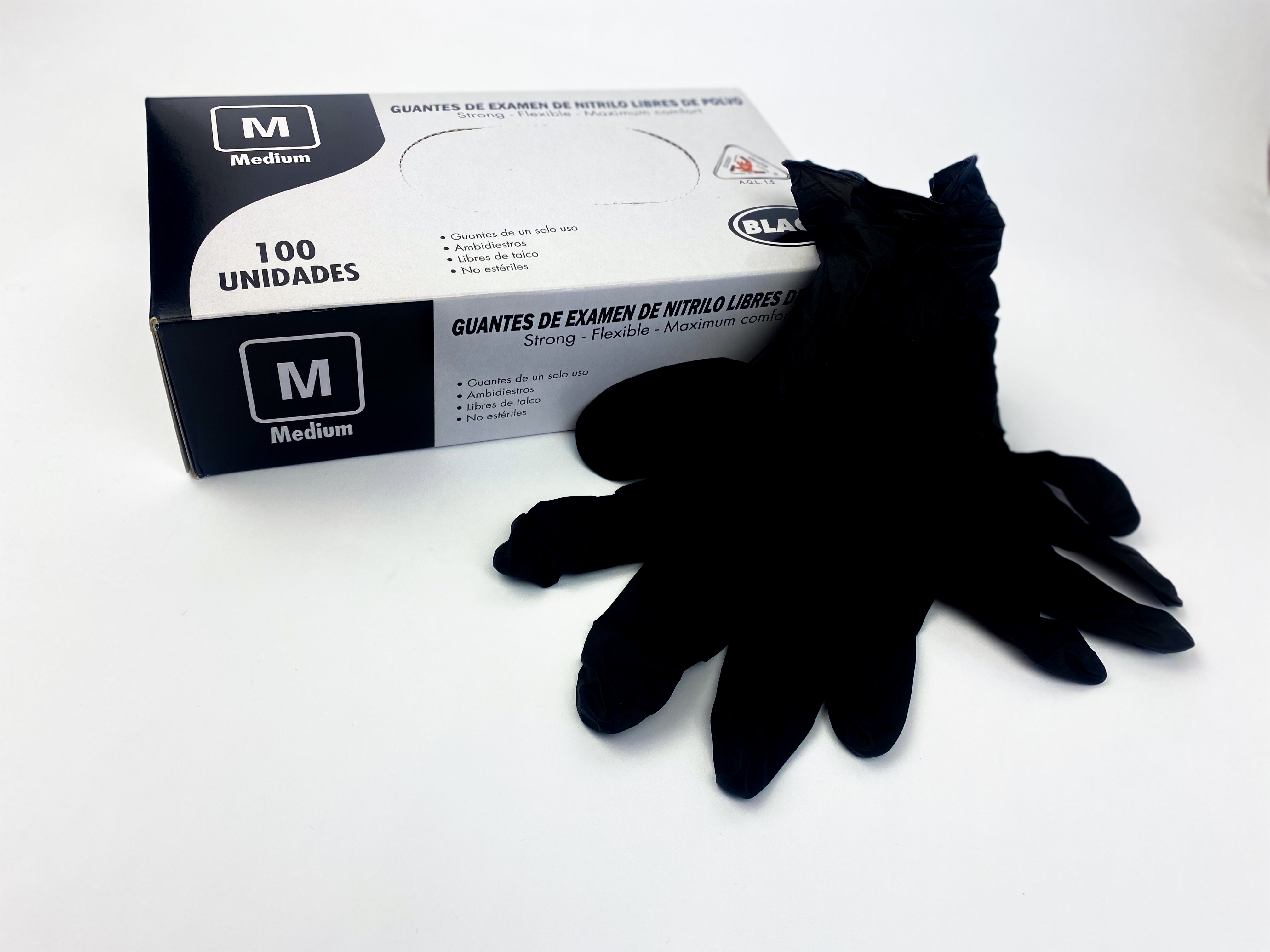 Guantes de nitrilo negro - Caja x 100 unidades - Pedido 10 cajas - Jelt