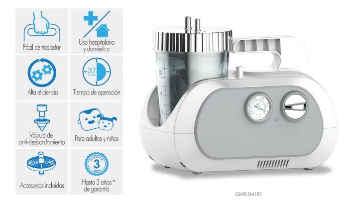 Aspirador de secreciones ADS 100 Sanitario, eliminación de fluidos, vías respiratorias, eliminador de infecciones, aspiración quirúrgico - Jelt